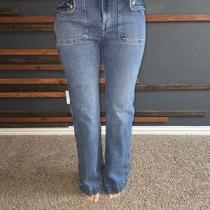 Clearance Tecovas Women's Flare Jeans Blue Long. Size 27. High Waist. Y2K